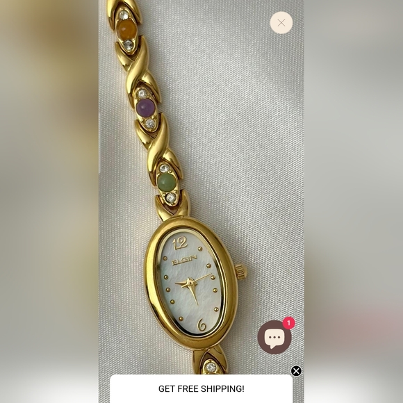 Elgin Rare Vintage Posh Bejeweled Bracelet Wristwatch Gold,Jade,Opal - Picture 15 of 17